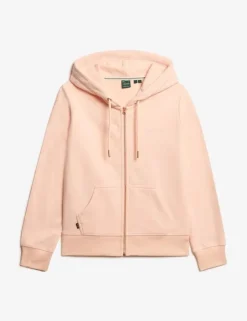 Superdry naisten huppari, Essential Logo Ziphood Hb Vaaleanpunainen