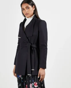 Ted Baker Naisten Villakangastakki, Rosess Short Wool Wrap Coat Tummansininen