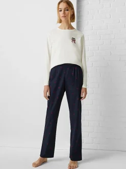 Tommy Hilfiger Naisten Pyjama AD GIFTBOX PJ LS TEE&SLIPPERS Monivärinen Kuosi