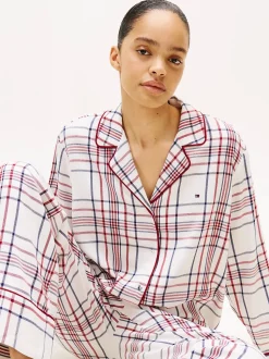 Tommy Hilfiger K-gift LS FLNL Shirt Set Slippers naisten pyjama, monivärinen kuosi