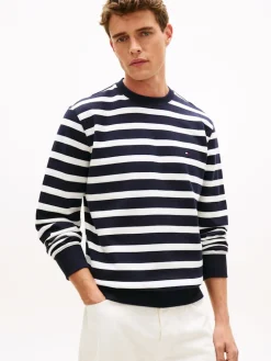 Tommy Hilfiger miesten collegepaita ESS Terry Block STP Sweatshirt, raidallinen sininen