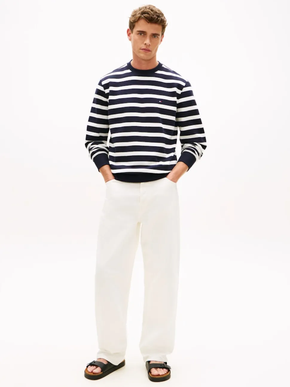 Tommy Hilfiger miesten collegepaita ESS Terry Block STP Sweatshirt, raidallinen sininen