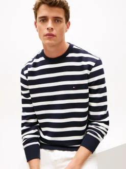 Tommy Hilfiger miesten collegepaita ESS Terry Block STP Sweatshirt, raidallinen sininen