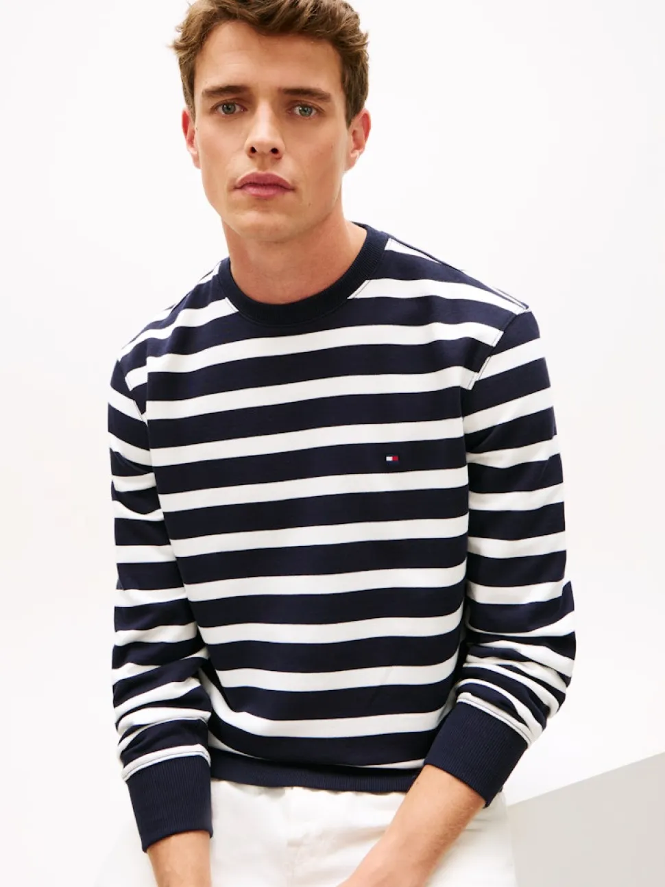 Tommy Hilfiger miesten collegepaita ESS Terry Block STP Sweatshirt, raidallinen sininen