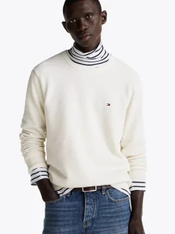 Tommy Hilfiger Miesten Neulepusero, K ESSENTIAL STRUCTURE CREW Valkoinen