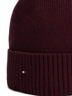 Tommy Hilfiger miesten pipo, TH FLAG PIMA COTTON BEANIE Viininpunainen
