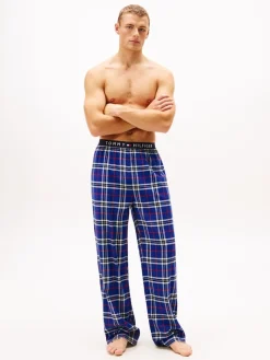 Tommy Hilfiger miesten pyjamahousut K FLANNEL PJ PANT WAISTBAND, sininen ruutu