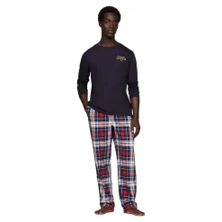 Tommy Hilfiger Miesten Pyjamapaita, LS TEE LOGO GOLD Tummansininen