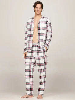 Tommy Hilfiger Miesten Pyjamasetti, LS FLANNEL PJ SHIRT SET Punainen Ruutu