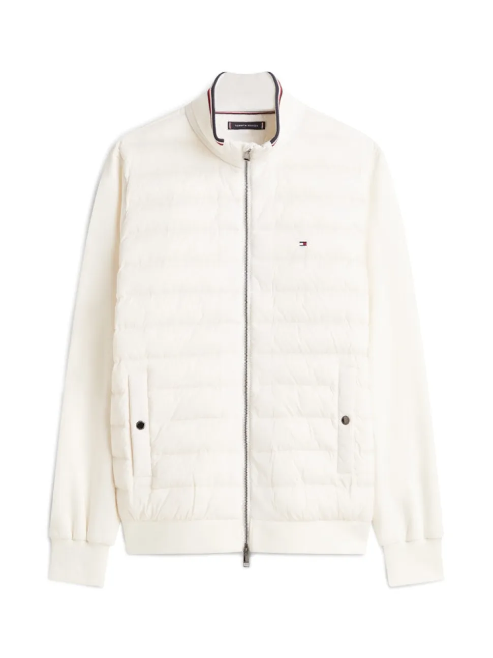 Tommy Hilfiger miesten takki Mix Media Ess RWB Stand Collar, luonnonvalkoinen