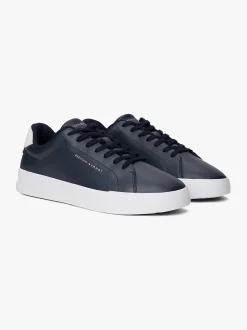 Tommy Hilfiger miesten tennarit, TH COURT LEATHER DETAIL ESS Tummansininen