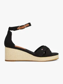 Tommy Hilfiger naisten kengät, FLAG CRISS-CROS MID WEDGE ESPAD Musta