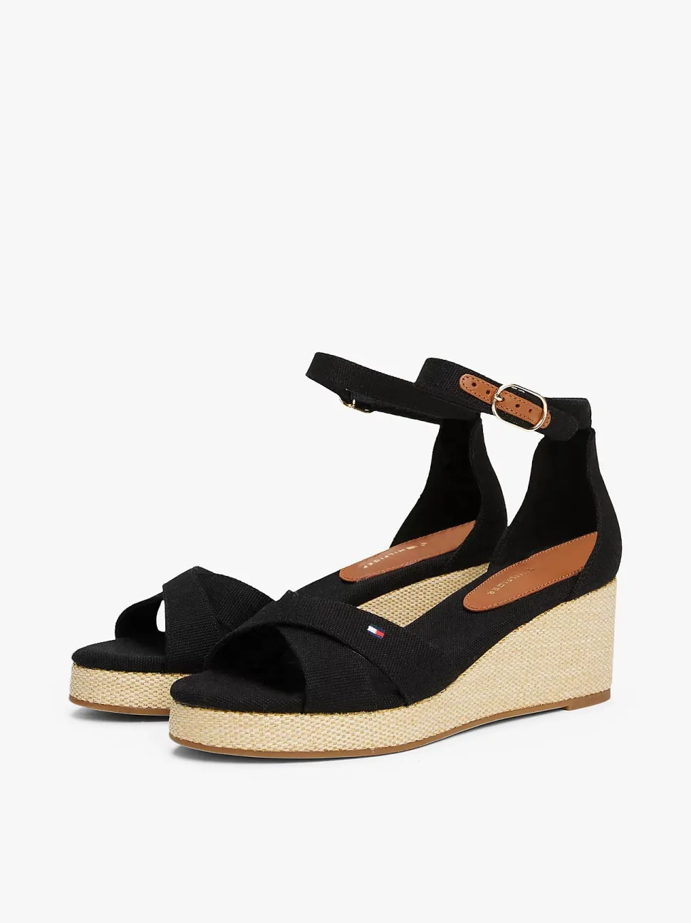 Tommy Hilfiger naisten kengät, FLAG CRISS-CROS MID WEDGE ESPAD Musta
