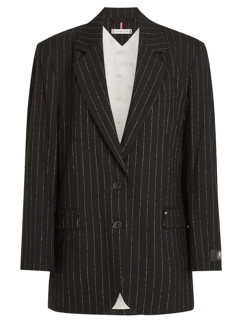 Tommy Hilfiger Naisten Oversize-bleiseri Liituraitakuosilla, OVERSIZED PREP PINSTRIPE BLAZER Musta
