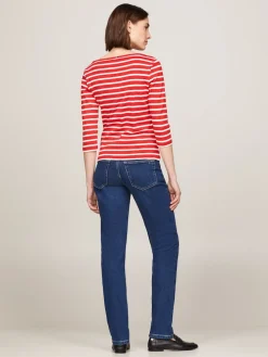Tommy Hilfiger Naisten Paita, NEW CODY SLIM BOAT-NK Raidallinen Punainen
