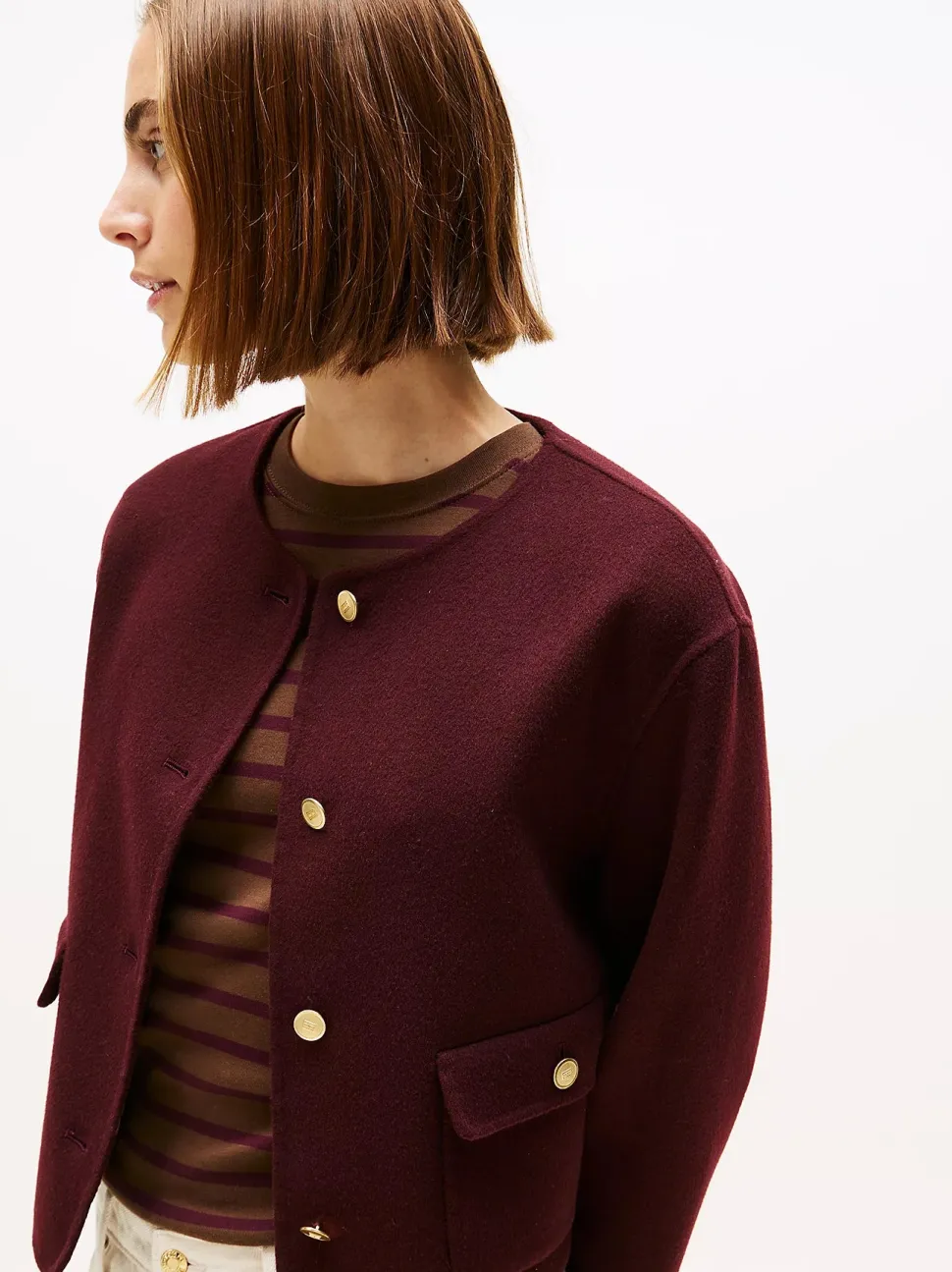 Tommy Hilfiger naisten takki, DF WOOL BLEND REG LADY JACKET Viininpunainen