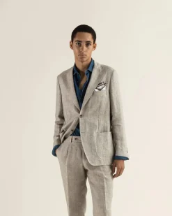 Turo irtotakki Bilbao HL Modern Fit Linen Jacket, ruskea
