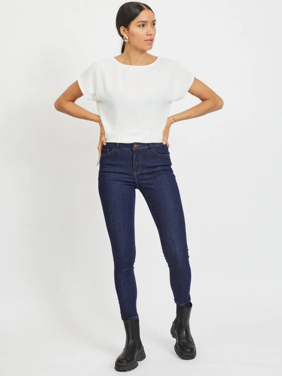 Vila Naisten Farkut, Skinnie Gy Rw Skinny Jeans Tummansininen