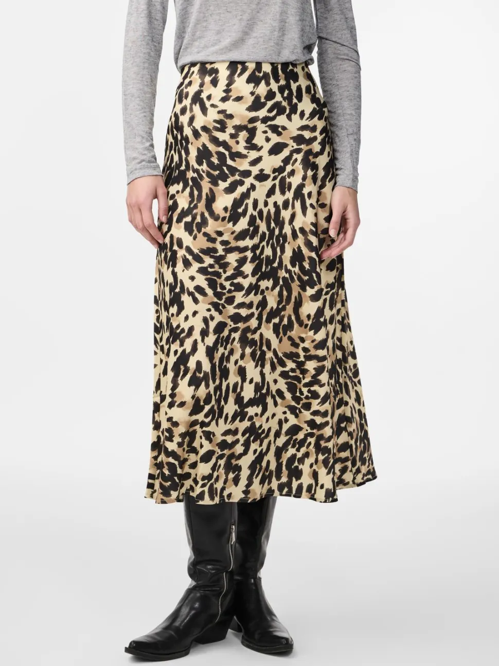 Y.A.S hame, YASPELLA HW MIDI SKIRT Beige Kuosi