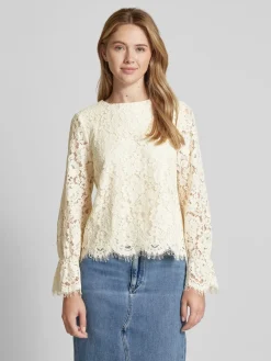 Y.A.S naisten paita, YASPERLA LS LACE TOP S Luonnonvalkoinen