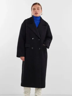 Y.A.S Naisten Villakangastakki, YASMILA LS WOOL MIX COAT NOOS Musta